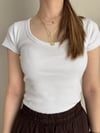 Beyaz U Yaka %100 Pamuklu Likralı Kısa Kollu Basic Body