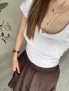 Beyaz U Yaka %100 Pamuklu Likralı Kısa Kollu Basic Body