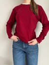 Bordo ontrast Yaka Uzun Kollu Tshirt
