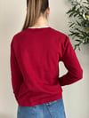 Bordo ontrast Yaka Uzun Kollu Tshirt