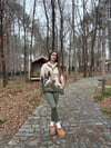 Ekru Fermuarlı Geyik Desenli Polar Sweatshirt 