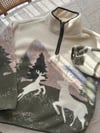 Ekru Fermuarlı Geyik Desenli Polar Sweatshirt 
