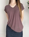 Kahve V Yaka Modal T-shirt