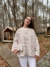 Kırmızı Çiçekli Oversize Kapitone Ceket