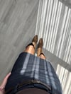 Koyu Mavi Kemerli Denim Etek
