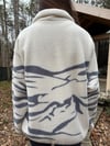 Krem Fermuarlı Kızak Desenli Polar Sweatshirt