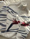 Krem Fermuarlı Kızak Desenli Polar Sweatshirt