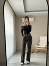 Madonna Yaka Siyah Bodysuit