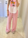 Pembe Beli Lastikli Cepli Pantolon