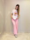 Pembe Beli Lastikli Cepli Pantolon