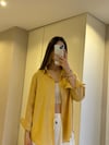 Sarı Oversize Keten Gömlek