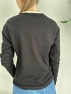 Siyah Kontrast Yaka Uzun Kollu Tshirt