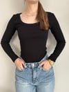 Siyah U Yaka %100 Pamuklu Likralı Basic Body