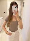 Taş U Yaka %100 Pamuklu Kısa Kollu Body