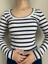 U Yaka %100 Pamuklu Likralı Basic Body Çizgili