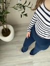 U Yaka %100 Pamuklu Likralı Basic Body Çizgili