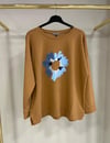 LAL SWEATSHİRT ÖNÜ ÇİÇEK DESENLİ
