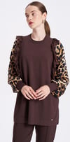 NİLİWİ LEOPAR KOLLU DANTEL FIRFIRLI TUNİK