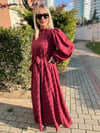 Balon Kol Abiye Elbise Tesettür Uyumlu Şifon Abiye Elbise