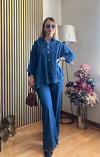 Cardella Lina Oversize TNCL Takım - Tesettür Uyumlu Gömlek ve Bol Paça Pantolon Takım