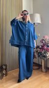 Cardella Lina Oversize TNCL Takım - Tesettür Uyumlu Gömlek ve Bol Paça Pantolon Takım