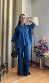 Cardella Lina Oversize TNCL Takım - Tesettür Uyumlu Gömlek ve Bol Paça Pantolon Takım