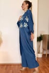 Este Tül Çiçek Aplikeli Oversize Kimono Pantolon Takım Rahat Kesim