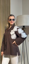 Flower Premium Zarif Tül Çiçek Aplikeli Gömlek