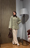 Kadife Yaka Muadil Oversize Kadın Ceket Trençkot Tesettür Uyumlu