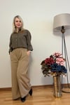 Kadın Çizgili Oversize Keten Gömlek – Tek Ebat Crop Salaş Gömlek