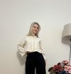 Kadın Çizgili Oversize Keten Gömlek – Tek Ebat Crop Salaş Gömlek