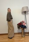 Kadın Çizgili Oversize Keten Gömlek – Tek Ebat Crop Salaş Gömlek