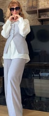 Kadın Keten Kare Yaka Yelek Pantolon Ikili Takım Tesettür Uyumlu Yelek Pantolon Ikili Takım
