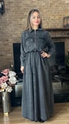 Premium Denim Kot Jile Elbise ve Ceket İkili Takım İkili Denim Ceket Elbise Takım