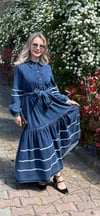 Premium Kalite Dantel Detaylı Kot Elbise Tesettür Uyumlu Denim Elbise