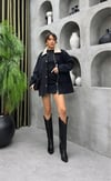 Premium Kalite Kadife Yaka Muadil Oversize Kadın Ceket Trençkot Tesettür Uyumlu