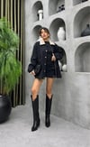 Premium Kalite Kadife Yaka Muadil Oversize Kadın Ceket Trençkot Tesettür Uyumlu