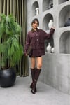 Premium Kalite Kadife Yaka Oversize Kadın Ceket Trençkot