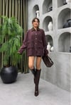 Premium Kalite Kadife Yaka Oversize Kadın Ceket Trençkot