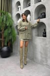 Premium Kalite Kadife Yaka Oversize Kadın Ceket Trençkot