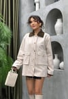 Premium Kalite Kadife Yaka Oversize Kadın Ceket Trençkot