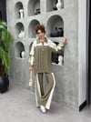 Tencel Kumaş Gömlek Yaka Düğmeli Pantolon Kadın Takım