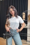 %100 Pamuk Bisiklet Yaka Tshirt - Beyaz