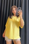%100 Pamuk Oversize Sarı Tshirt