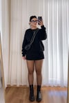 3 İplik Şardonlu Sweatshirt - Siyah