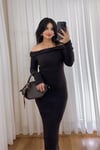 Acı Kahve Madonna Yaka Elbise