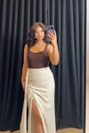 Acı Kahve Slim Kare Yaka Bodysuit