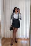 Antrasit Pilise ve Kurdele Detaylı Etek
