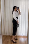 Arkası Yırtmaçlı Süet Kalem Etek - Siyah