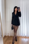 Bel Bağlama Detaylı Blazer Ceket - Siyah